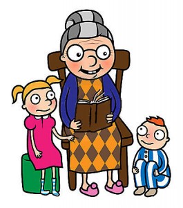 grandmother-reading-book-to-gradchildren-23582264