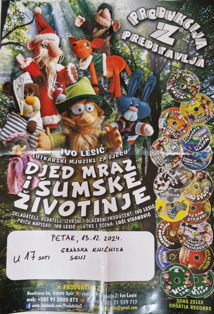 BOŽIĆNA PREDSTAVA U SENJSKOJ KNJIŽNICI-najava