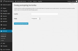 Prikaz okvira za dodavanje korisnika