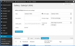 NextGEN Gallery zaslon za uređivanje galerije