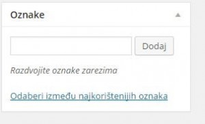 Prikaz okvira za dodavanje nove oznake