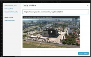 Prikaz okvira za dodavanje medijskih sadržaja s URL-a