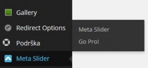Meta Slider opcija na glavnom izborniku